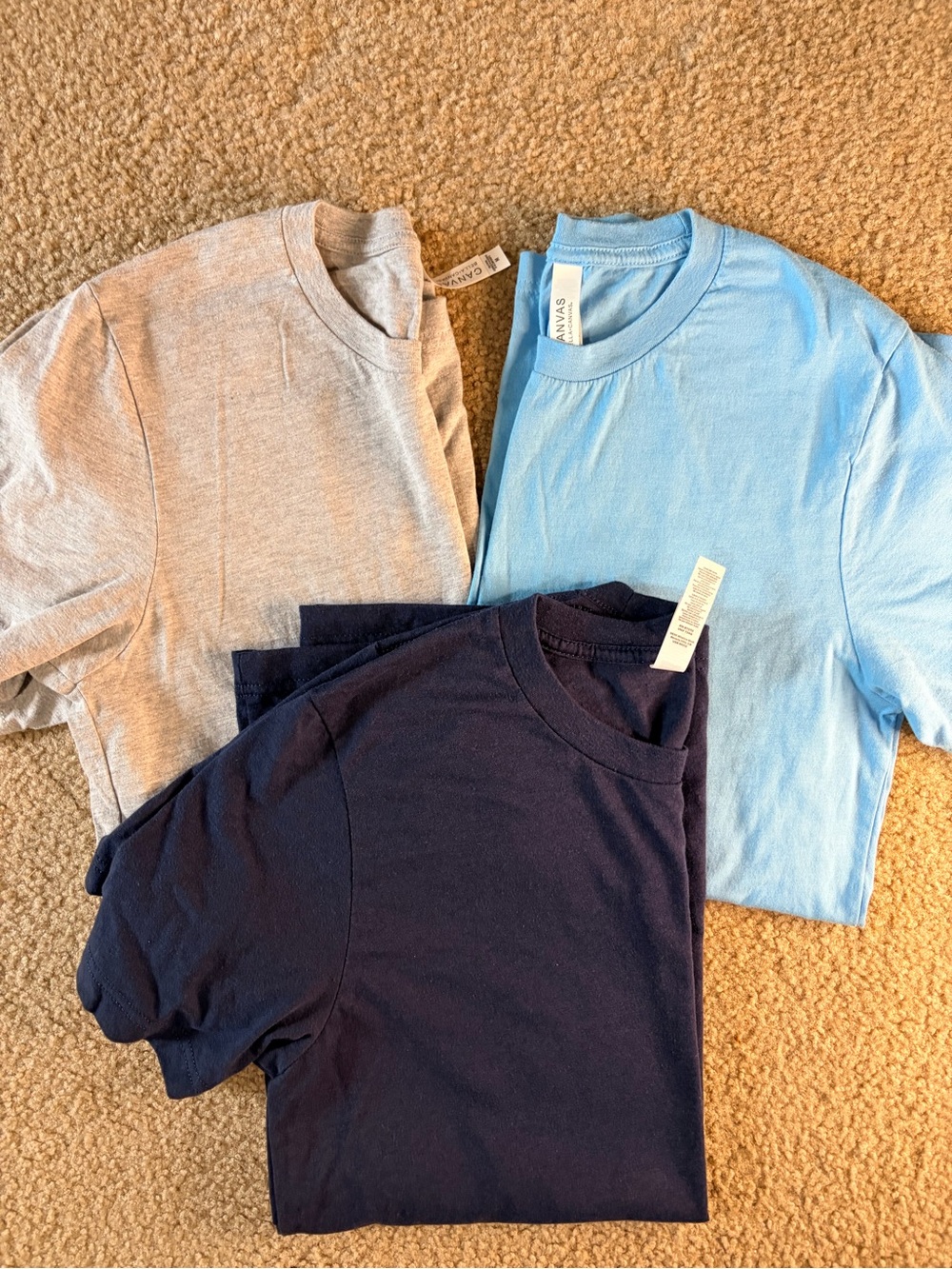 Bella Canvas women’s Short Sleeve Tees - Light Blue, Heather Gray & Navy - Picture 2 of 5